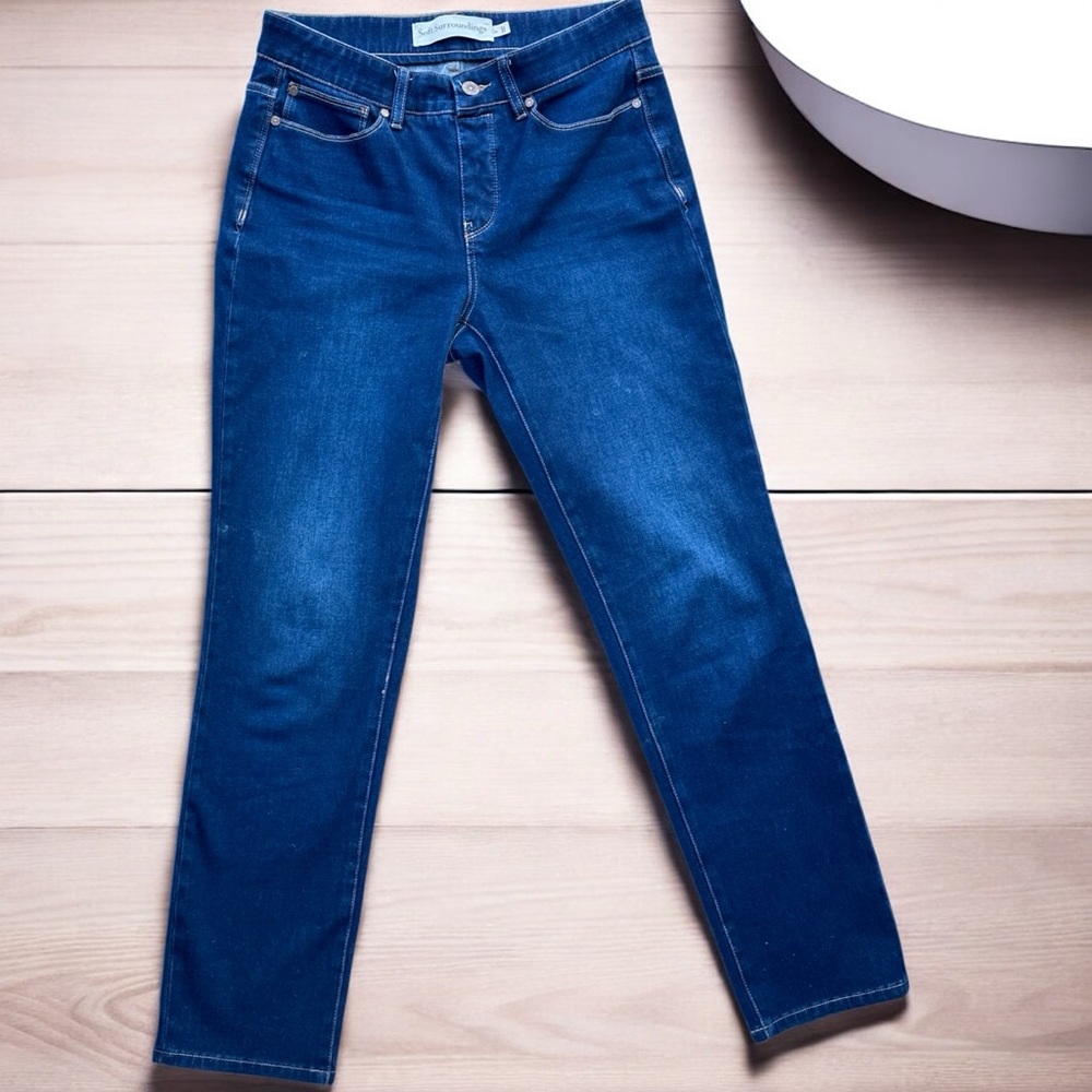 Soft Surroundings Womens Jeans size Medium Dark Wash Straight Leg Size Small